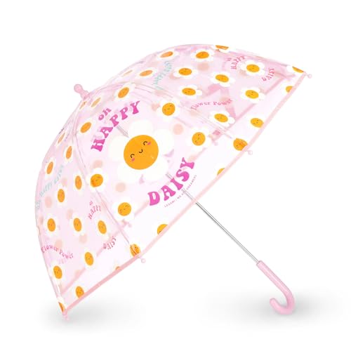 Legami - Ombrello Per Bambini Dancin' In The Rain, Tema Daisy, Struttura Antivento, Apertura Manuale, Chiusura In Tessuto Con Spazio Per Nome, Impugna