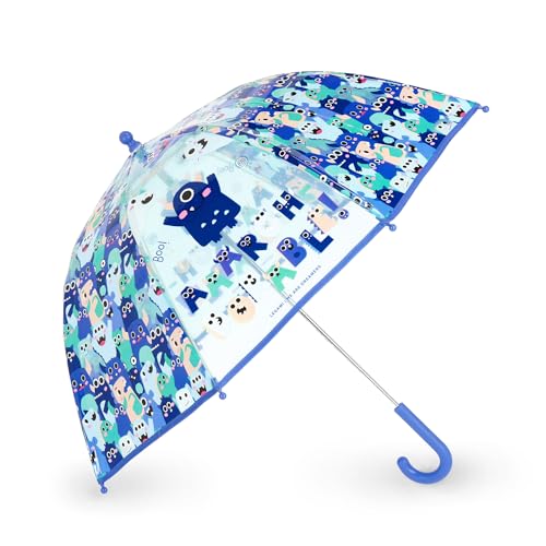 Legami - Ombrello Per Bambini Dancin' In The Rain, Tema Monster, Struttura Antivento, Apertura Manuale, Chiusura In Tessuto Con Spazio Per Nome, Impug