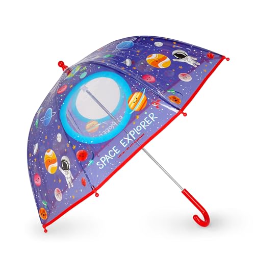 Legami - Ombrello Per Bambini Dancin' In The Rain, Tema Space, Struttura Antivento, Apertura Manuale, Chiusura In Tessuto Con Spazio Per Nome, Impugna