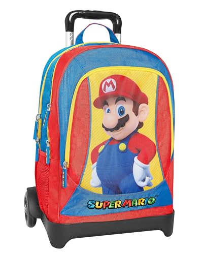 Super Mario - Zaino Scuola Ufficiale Super Mario, Zaino Bambini, 2 Ampi Spazi Centrali, Tasche Frontali E Laterali, Spallacci Regolabili E Imbottiti,