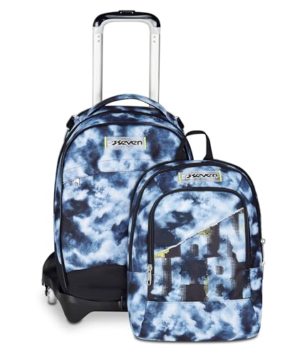 Seven Trolley Scuola Jack 3 Ruote Detach, Grigio, Zaino Con Carrello Sganciabile, 37 L, Tasca Borraccia, Zainetto Staccabile, Multiuso E Spazioso, Scu