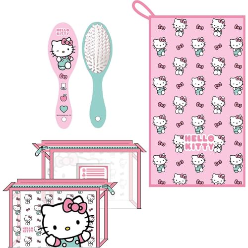 Hello Kitty Beauty Case Da Viaggio Accessori Con Pettine, Asciugamano E Borsa Per Hello Kitty, Beauty Case Per Viaggi O Scuola, Rosa, Borsa Per Cosmet