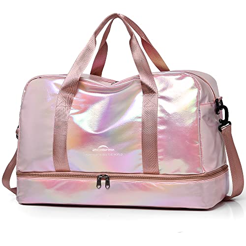 Ziosinm Borsone Palestra Grande Con Scomparto Per Scarpe, 40L Borsone Da Viaggio Donna Impermeabile Elegante, Borsa Palestra Borsone Piscina Con Scomp