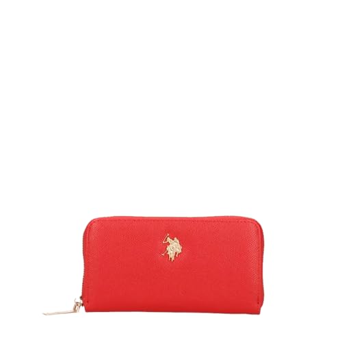 U.S. Polo Assn. Portafoglio Donna Jones Large Zip Around Rosso Biscotto Beige Nero Bianco Blu Skyway Cielo Blu Navy (Rosso)