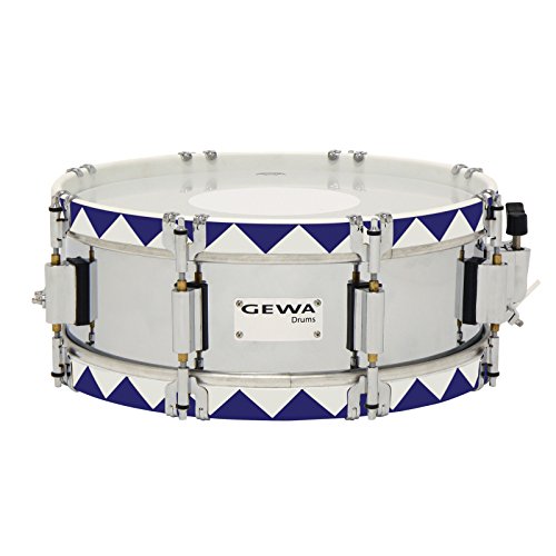 Gewa 890514 Tamburo Da Marcia, Rullante Da Banda 14 X 5", Fusto In Acciaio Nickel Con Cerchi Storici, Blu Zigzag