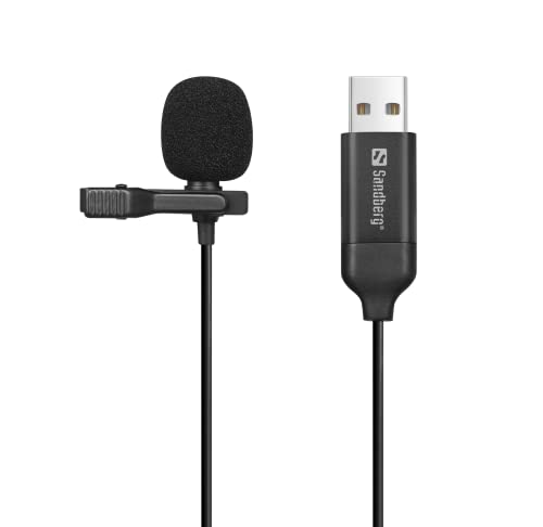 Sandberg Streamer, Microfono Con Clip Usb, Omnidirezionale, Microfono Lavalier A Clip, Per Computer Portatile, Usb-A, Plug & Play, Per Lo Streaming Di