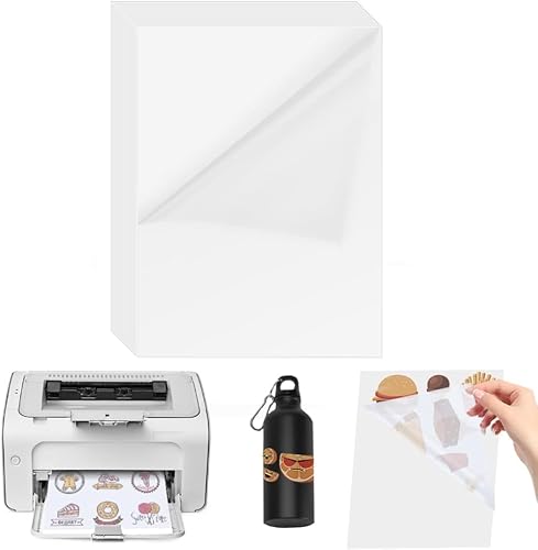 Adertos 30 Fogli Carta Adesiva Stampabile Trasparente, Fogli A4 Adesivi Stampabili, Carta Per Stampanti A Getto D'Inchiostro E Stampanti Laser, 21X 29