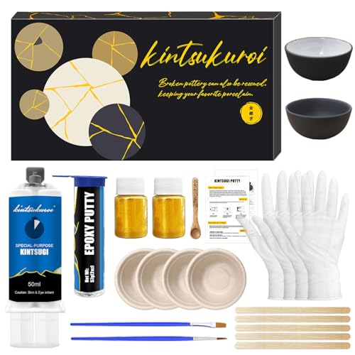 Kit Di Riparazione Kintsugi, Kintsugi Craft Ripara La Tua Significativa Ceramica Con Colla A Polvere Dorata E Impasto Epossidico, Kit Iniziale Di Ripa