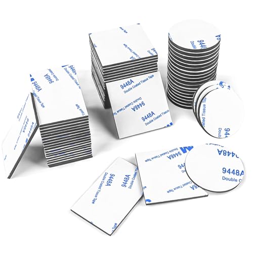 Nastro Biadesivo Extra Forte Pad, 60 Pezzi Pad Biadesivo Extra Forte, Impermeabile Pad Nastro Biadesivo Schiuma, Rettangolare & Quadrati & Tondo, Pad
