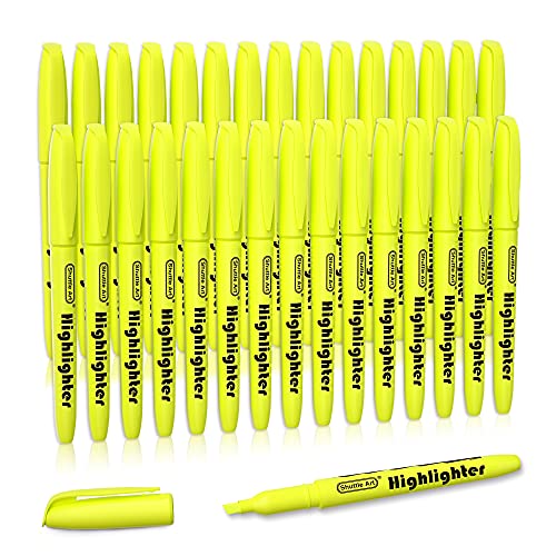 Shuttle Art Evidenziatori A Penna, 30 Pack Set Evidenziatori Colori Brillanti, Punta A Scalpello Asciugatura Rapida Evidenziatore Gialli Non-Tossico P