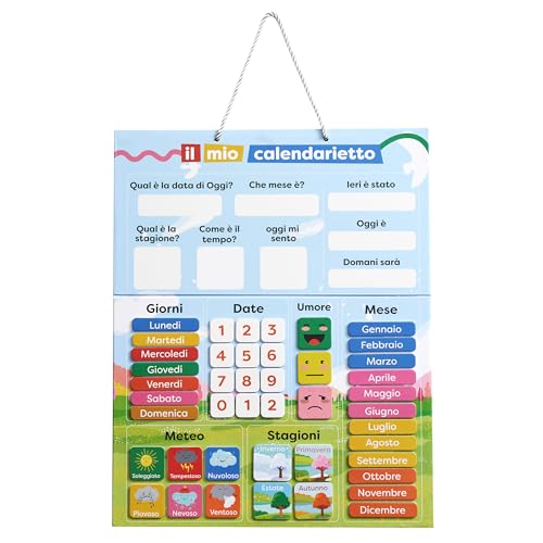 Chuckle - Calendario Magnetico Per Bambini Con Stagioni, Date E Meteo (In Italiano) - 40X32 Cm - Strumento Di Apprendimento Ludico Per Bambini Da 4 A
