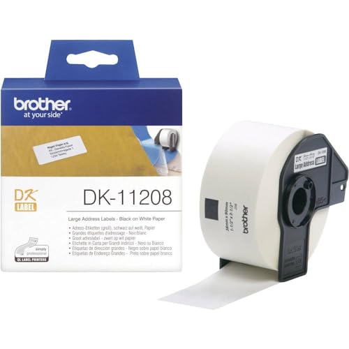 Brother Dk11208 Etichette Per Indirizzi, Nero/Bianco