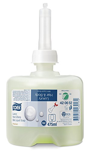 Tork Premium Hair & Body Luxury Miniliquid Soap, Green, 475 Ml, 8 Pcs/Box