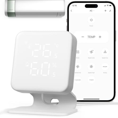 Woox Controllo Intelligente Per Climatizzazione E Pompe Di Calore, Igrometro Termometro Telecomando Con Sensore Ir, Termostato Wifi Domotica, Compatib