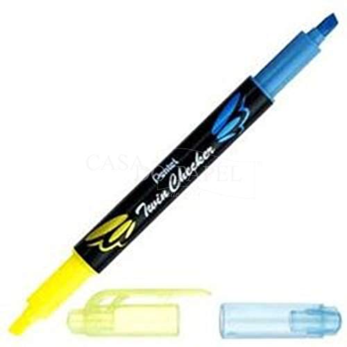 'Pentel Slw8 Della Gs Evidenziatore "Twin Checker, 2 Punte, Giallo/Blu