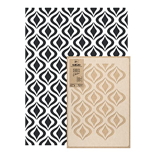 Nakleo Stencil Riutilizzabile Di Plastica Murale - 59X95Cm - Geometric Garlands Vintage Retro - Grande Modello Carta Da Parati Ripetitivo Pittura Tapp