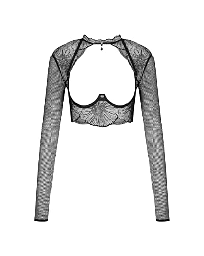 Obsessive Top Erotico Femminile Aperto Pizzo Floreale Mibelia, Nero,Xs/S