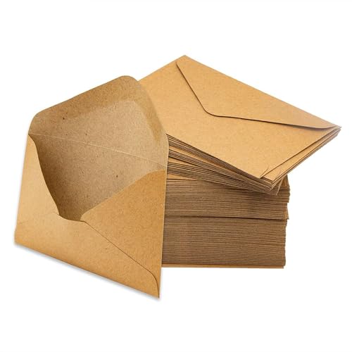 100 Buste In Carta Kraft, Formato Din C6 (16 X 11 Cm), Stile Vintage, Con Lembo A Punta Da Inumidire, Senza Finestra, Per Biglietti Di Auguri Di Compl