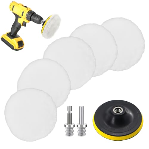 Kit Lucidatura Auto, Tamponi Per Lucidatura,Tamponi Lucidatura Auto,Tamponi Lucidatura Lana,Disco Per Lucidatura Auto,Con Adattatore Per Trapano M10 M