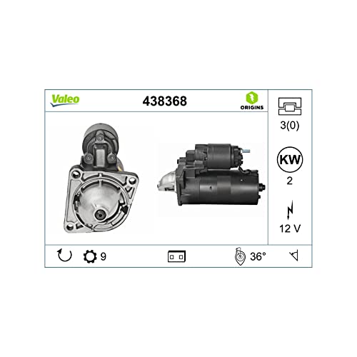 Valeo 438368 Motorino D'Avviamento Potenza Nominale: 2 Kw Stop & Start: No N° Denti: 9 Denti Voltaggio: 12 V Direzione Di Rotazione: Clockwise