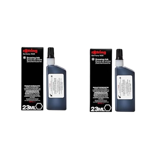 Rotring Isograph Bottled Liquid Ink | Nero | 23 Ml Inchiostro Per Penna Stilografica | 2 Pezzi