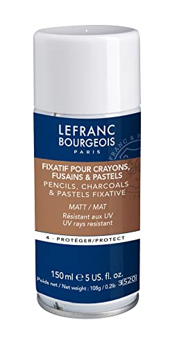 Lefranc Bourgeois 300224 Cristal Fixative, Fissativo Che Protegge I Disegni A Carbone, Pastelli E Pastello, Resistente All'Invecchiamento, Spray Da 15