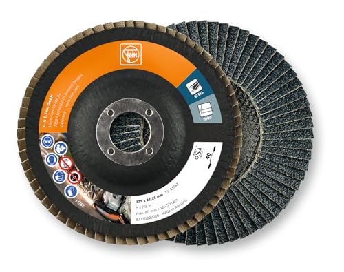 Fein Disco Lamellare 125 Mm, Grana 40, 10 X Dischi Abrasivi Lamellari Per Smerigliatrici Angolari, Per La Levigatura Di Acciaio E Acciaio Inox, Ideale