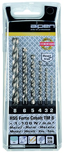 Alpen Hss Cobalt Forte 100616100 - Punta Elicoidale, Din 338, Diametro 2-8 Mm, Imballaggio In Plastica, Confezione Da 6