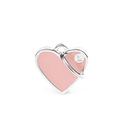 Myfamily Medaglietta Per Cane Made In Italy, Cuore Piccolo Rosa, Targhetta Cane, Smaltata A Mano In Metallo, Collezione Basic Handmade, 25X25 Mm