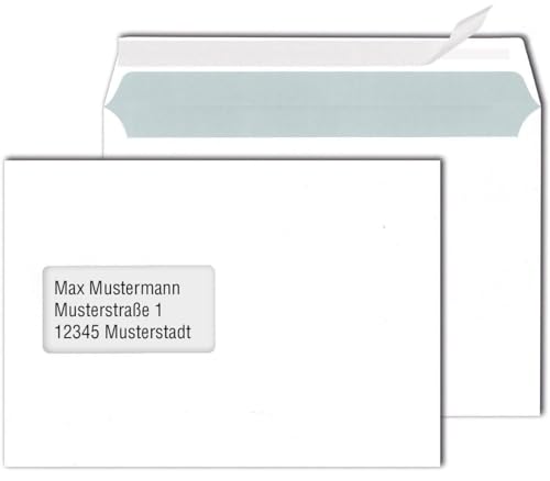 Mail Media 248140 Buste Formato C5, Con Chiusura Adesiva, Con Finestra, Bianco
