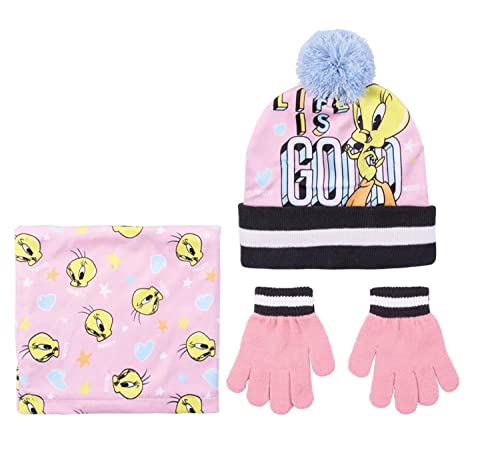 Conjunto 3 Piezas Snood Looney Tunes Pink