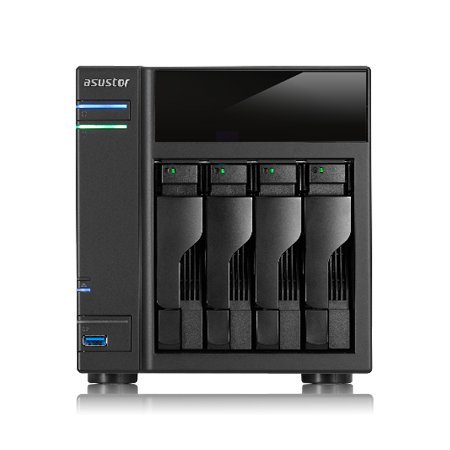 Asustor As-304T-8Tb-Wr - Sistema Di Archiviazione Nas 8 Tb, Intel Atom, 1,6 Ghz Dual Core, 1 Gb Ddr3 Ram, Hdmi, 2 Usb 3.0, Colore: Nero