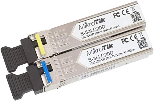 Mikrotik Pair Of Sfp Modules, S-35Lc20D 1.25G Sm 20Km T1310Nm/R1550Nm, 10088 (1.25G Sm 20Km T1310Nm/R1550Nm + S-53Lc20D 1.25G Sm 20Kmt1550Nm/R1310Nm)