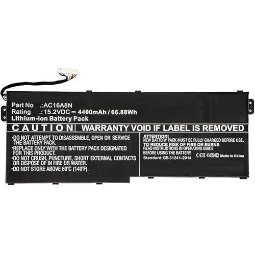 Coreparts Laptop Battery For Acer 67Wh Li-Ion 15.2V 4400Mah, Ac16A8N, Kt.0040G.009 (67Wh Li-Ion 15.2V 4400Mah Black, Aspire V17 Nitro, Aspire V17 Nitr