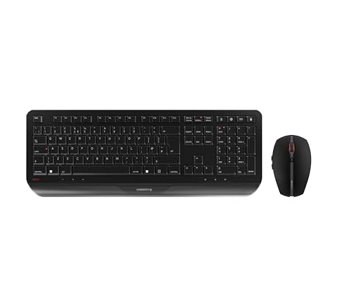Cherry Gentix Desktop, Set Di Tastiera E Mouse Senza Fili, Layout Per Il Regno Unito (Qwerty), Radio A 2,4 Ghz, Palm Rest Integrato, Mouse Simmetrico,