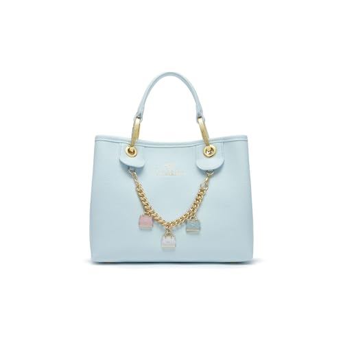 Braccialini Beth Borsa A Mano Di Medie Dimensioni Di Colore Oro Con Doppi Manici, Chiusura Con Clip E Tracolla In Nastro Logato Rimovibile E Regolabil