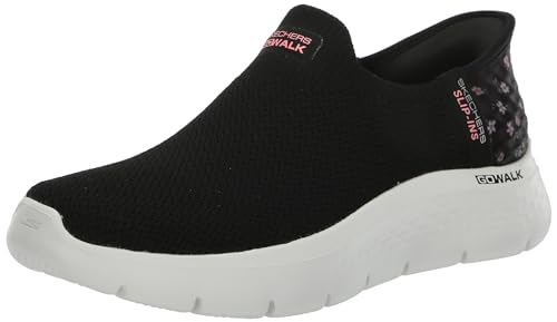 Skechers Go Walk Flex Sunset Rose - Sneaker Da Donna Senza Mani, Nero/Rosa, 39 Eu