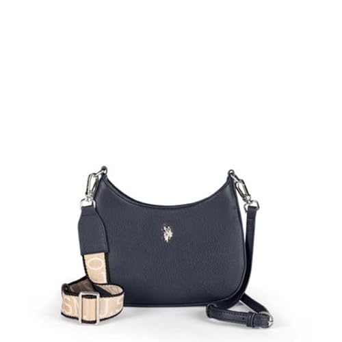 Borsa Donna Tracolla U.S.Polo Assn. Hobo Small Bianca Mansion Borsetta Spalla Bianco Doppia Tracolla Nera Nero Corallo (Nero)