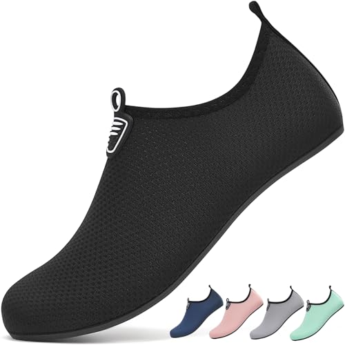 Ruomu Scarpe Da Scoglio Donna Uomo Scarpette Mare Scogli Scarpe Acqua Antiscivolo Scarpe Spiaggia Per Immersione Nuoto Vela Sport Acquatici(Nero,43 Eu