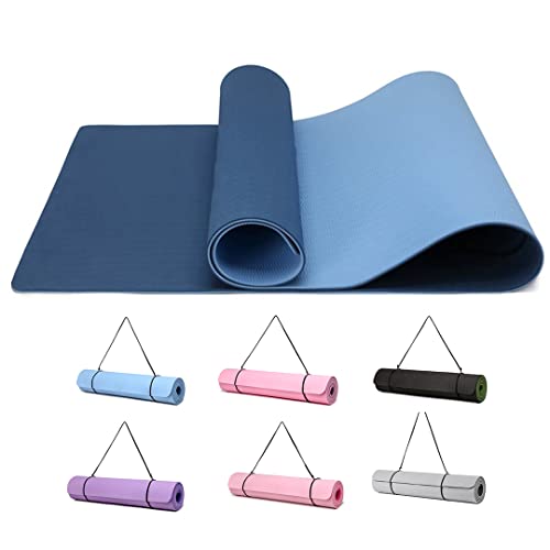 Good Nite Tappetino Da Ginnastica Da Yoga Tappetino Antiscivolo Per Allenamento Sport Pilates Con Tracolla 183 X 61 X 0,6 Cm(Blu/Marino)