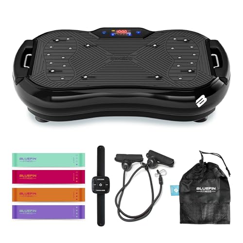 Bluefin Fitness Pedana Vibrante Ultra Slim Plus | Pedana Vibrante Per L'Allenamento Di Tutto Il Corpo | Pedana Dal Design Compatto Con Bande Di Resist