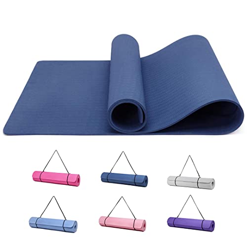 Good Nite Tappetino Da Ginnastica Da Yoga Tappetino Antiscivolo Per Allenamento Sport Pilates Con Tracolla 183 X 61 X 0,6 Cm (Marina)
