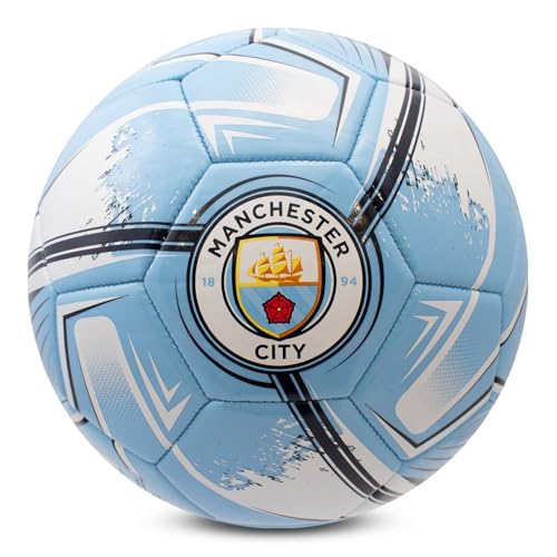 Hy-Pro Pallone Da Calcio Con Licenza Ufficiale Manchester City F.C., Taglia 5, Design A Turbina, Merchandising Man City, Allenamento, Partita, Collezi
