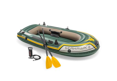 Intex 68347Np - Canotto Gonfiabile Seahawk 2, 2 Posti, Con Accessori, Pvc, Multicolore, 236X114X41 Cm
