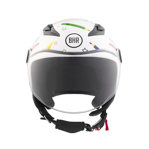 Casco Moto Bambino Demi-Jet, Bhr 838 Children, Casco Scooter Per Bambini/Bambine Omologato Ece 22.06, Visiera Antigraffio E Sgancio Micrometrico, Penc
