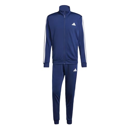 Adidas Uomo Sportswear Basic 3 Stripes Tricot Tracksuit, Tuta Da Allenamento, Blu (Dark Blue), Xl