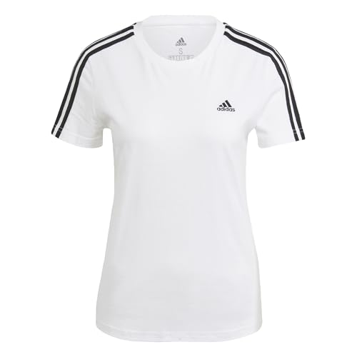 Adidas Essentials Slim 3-Stripes, T-Shirt, Donna, White/Black, Xs