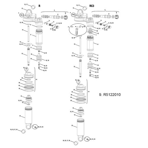 Rockshox - Gruppo Pistone Con Galleggiante Interno (Serbatoio) Monarch Plus A1 E Ba, Grigio