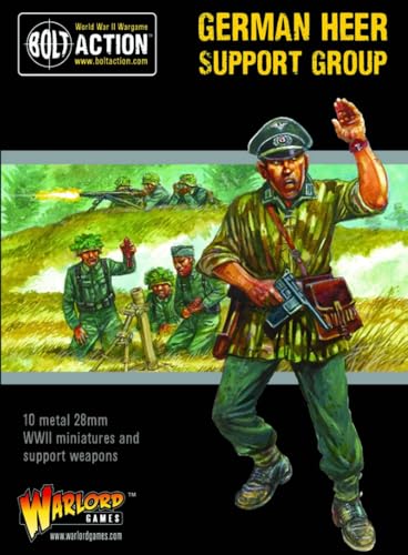 Warlord Games German Heer Support Group – Miniature In Metallo In Scala 28 Mm Per Bolt Action Miniature Altamente Dettagliate Della Seconda Guerra Mon