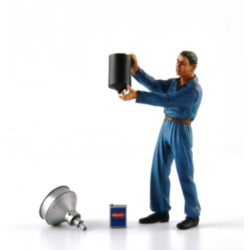 Le Mans Miniatures Figurine 1/18 Lucien, Remplisseur D'Essence Combinaison Bleue